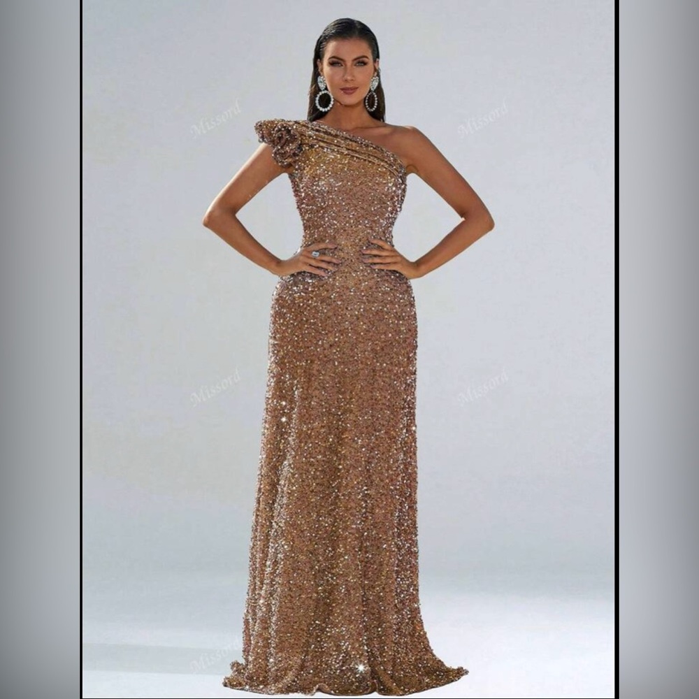 Elegant One-Shoulder Sequin Dress